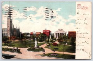 Vintage Postcard 1906 Lafayette Square Pathway Statue New Orleans Louisiana LA