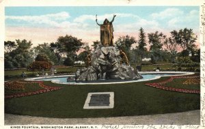 Vintage Postcard 1916 Kings Fountain Washington Park Albany New York N. Y.