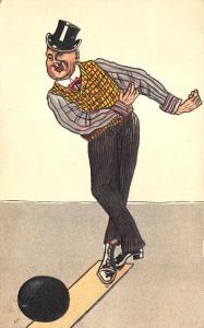 Artist Rendition 1912 Bowling Bowler Embossed Postcard