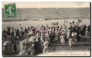 Cabourg Old Postcard The terrace and the beach has the & # 39heure bath