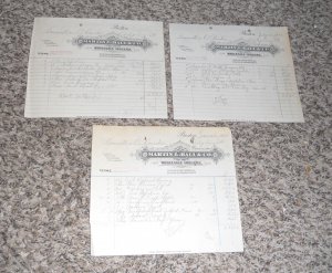 Lot Of (3) MARTIN HALL & CO WHOLESALE GROCERS BOSTON MA LETTERHEAD RECEIPTS (D9)