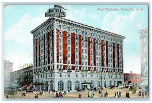 c1910's Hotel Rochester Building Horse Drawn Carriages View New York NY Postcard