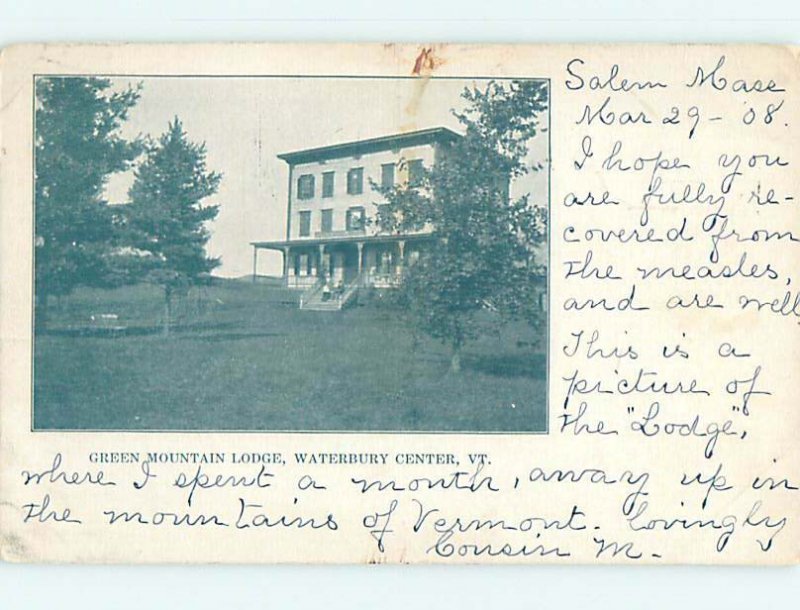 Pre-1907 LODGE SCENE Waterbury Center - Near Montpelier & Barre VT AE0899