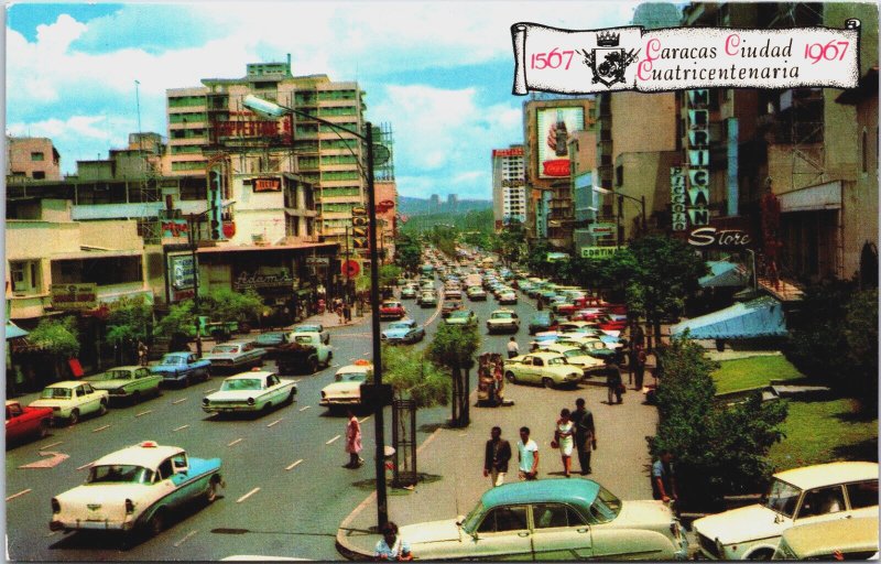 Venezuela Aspecto en la Gran Avenida de Sabana Grande Caracas Postcard C174