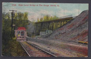 1910 TRAIN, HIGH LEVEL BRIDGE AT THE GORGE, AKRON OH