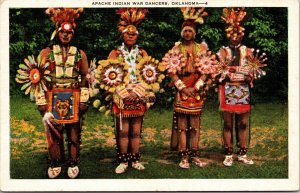 Linen Postcard Apache Indian War Dancers in Oklahoma~138900