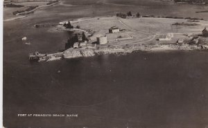 Maine Pemaquid Beach Fort William Henry Aerial View 1931 Real Photo