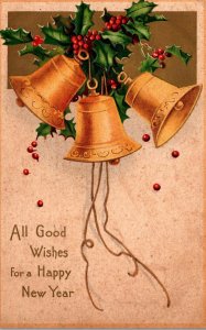 New Year Gold Bells and Holly Clapsaddle 1907
