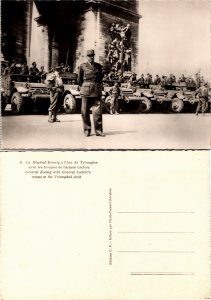 Vtg WWII General Koenig & Gen Leclerc's Troops at Triumphal Arch 