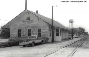 Hartshorne Oklahoma Train Station Real Photo Vintage Postcard AA21522