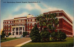 USA Spartanburg General Hospital Spartanburg South Carolina Linen Postcard 09.70