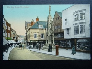 Hampshire WINCHESTER The City Cross & ALLEN'S SWEET SHOP c1911 Postcard