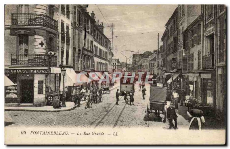 Fontainebleau Old Postcard The main street