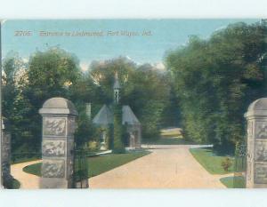 Unused Divided-Back ENTRANCE GATE TO LINDENWOOD Ft. Fort Wayne Indiana IN p1231