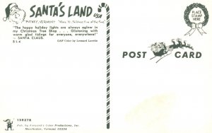 Santa's Land Happy Holiday Aglow Christmas Tree Shop Putney VT Vintage Postcard