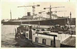 Rotterdam Harbor View Ship RPPC Vintage Postcard 07.47