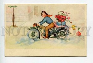 3156325 Boy on Motorcycle motorbike w/ GIFTS Vintage postcard