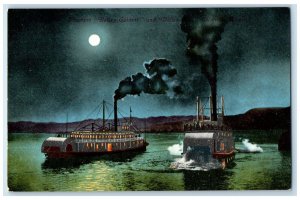 c1910's Steamers Bailey Gatzert And Dalles Columbus River Moonlight Postcard