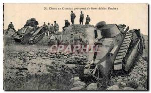 Postcard Old Army Tank Tanks formidable climbing rocks