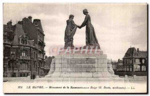 Old Postcard Le Havre Monument Belgian Recognition