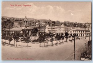 Chile Postcard Scene at Plaza Victoria Valparaiso c1910 Antique Unposted