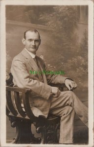 Ancestors Postcard -Men's Fashion, Eastbourne Portrait, Man in Chair Ref.RS31881