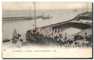 Old Postcard Le Havre The Breeze Blades and The Avant Port Boat
