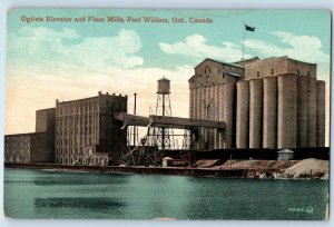 1910 Fort William Ontario Canada Postcard Ogilvie Elevator Flour Mills Building