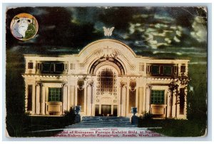 Seattle Washington WA Postcard European Foreign Exhibit Building At Night 1909