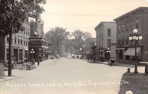Springfield Vermont Square From Head Of Main St., Real Photo Vintage PC U7544
