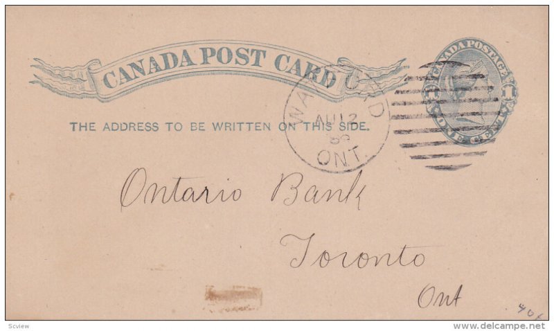 Canada Postal Card , Traders Bank of Canada, WATFORD Ontario , PU-1889