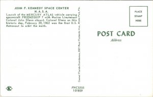 John F Kennedy Space Center NASA Mercury Atlas Friendship 7 Colonel Postcard 