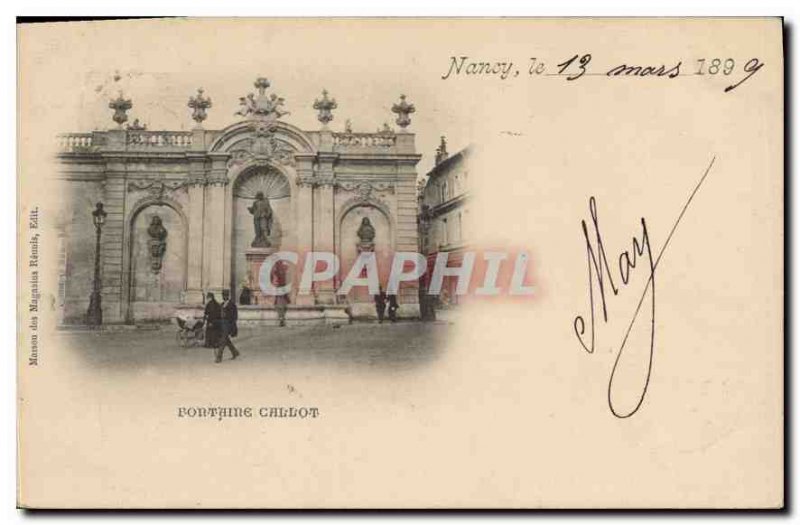 Old Postcard Nancy March 13, 1899 Pontaine Callot