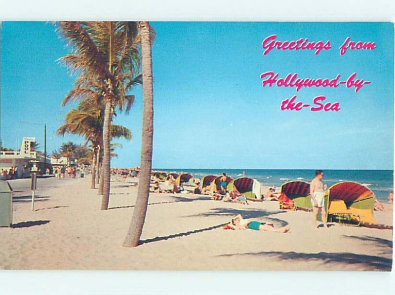 Pre-1980 BEACH SCENE Hollywood - Near Miami Florida FL AE9245