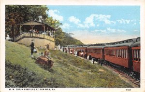 W M Railroad Train Arriving At Pen Mar Pennsylvania 1920c postcard