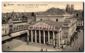 Old Postcard Brussels Royal Theater of the currency and Eglise Sainte Gudule