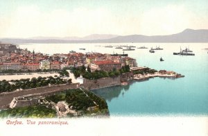 Corfou Vue Panoramique Greece Panoramic View of The City Vintage Postcard