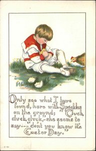 Easter Little Boy with Chicks c1920 Vintage Postcard