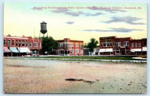 SAVANNAH, Missouri MO ~ Street Scene PUBLIC SQUARE Water Tower c1910s  Postcard
