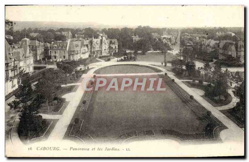 Old Postcard Panorama Cabourg and Gardens