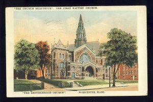 Worcester, Massachusetts/MA Postcard, The First Baptist Church, 1922!