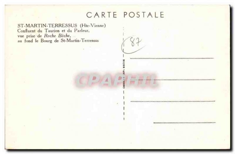 Old Postcard St Martin Terressus Haute Vienne Confluence Taurion and Speaker ...
