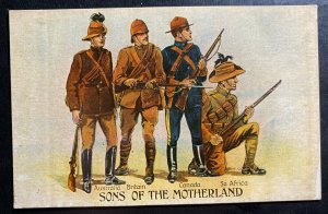 Mint England Picture Postcard WWI Sons Of The Motherland Australian Britain Cana