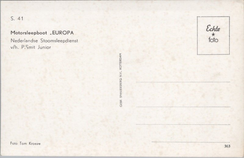 Sleepboot Europa Bureau Wijsmuller Ijmuiden Tugboat Ship Vintage RPPC C016