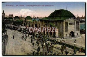 Old Postcard Hamburg St Pauli Elbtunnel Mit Landungsbrucken