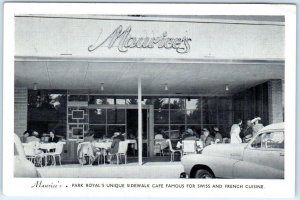 PARK ROYAL, West Vancouver  B.C. Canada ~ Sidewalk MAURICE'S CAFE 1950s Postcard