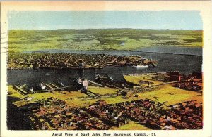 Aerial View Saint John New Brunswick Canada Vintage Postcard Standard View Card