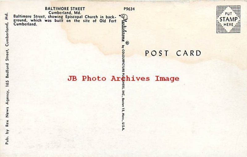 MD, Cumberland, Maryland, Baltimore St, Business Section, Colourpicture No P9634 