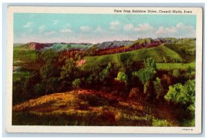 c1950's View From Rainbow Drive Mountains Hills Council Bluffs Iowa IA Postcard