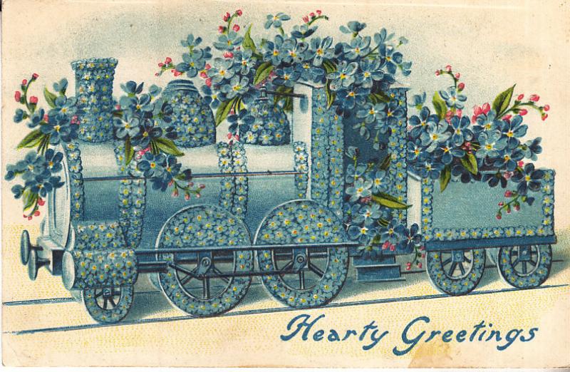 Hearty Greetings - Flower Train 1908